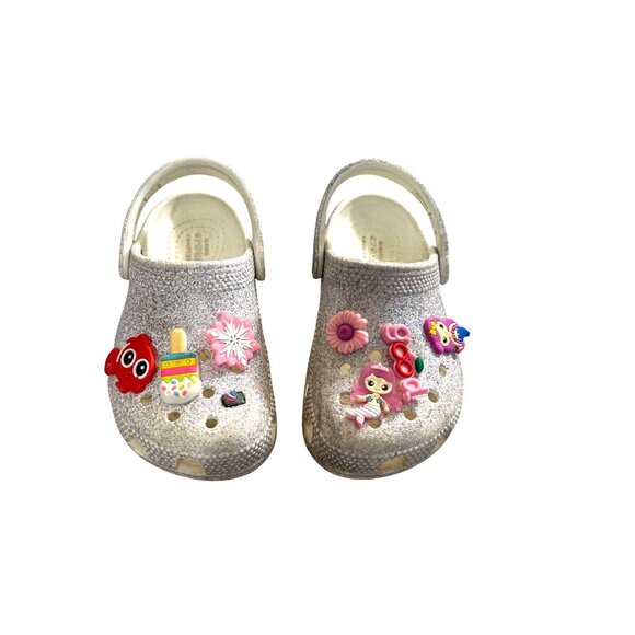 CROCS Other - Crocs Girls Shoes Silver/Pink Multi Size 9